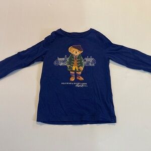 Kids Polo Ralph Lauren Long Sleeved T-Shirt featuring the Polo Bear Size 4